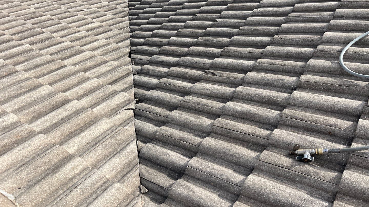 Florida roof during pressure washing treatment