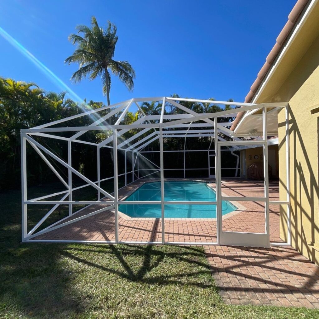 Metal refinishing pool enclosure in Fort Lauderdale