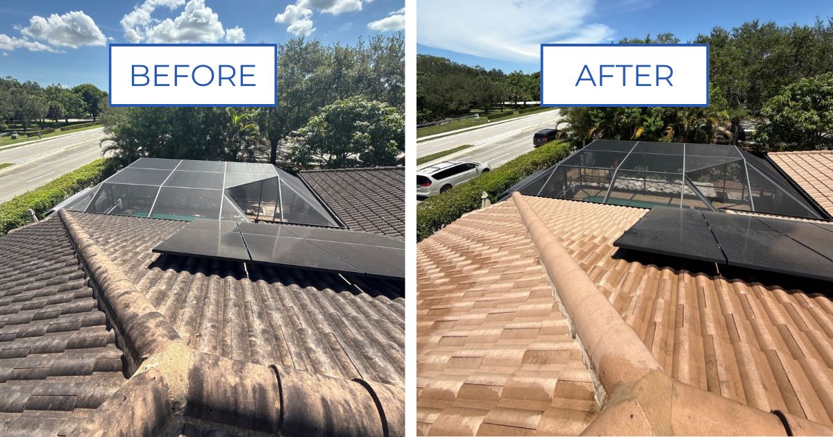 Roof Pressure washing before and after - Tru Colors Contracting Roof pressure washing before and after in florida