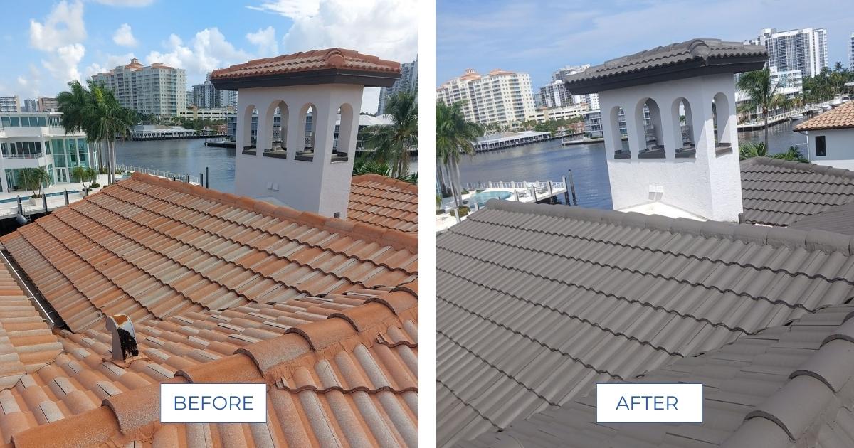 Tru colors contracting roof painting before and after